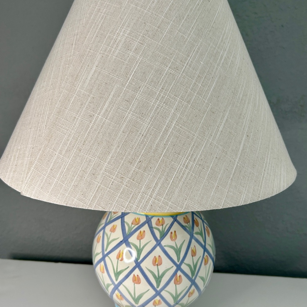 Vintage Bearded Iris Mackenzie Childs Table Lamp Cottagecore 1994 Whimsical - Picture 5 of 11